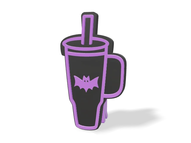 3D preview of Bat - Silk Purple Tea Packet Clip, assembled logo and clip