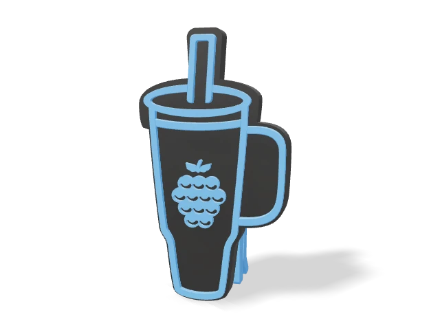 3D preview of Blue Raspberry - Blue Tea Packet Clip, assembled logo and clip