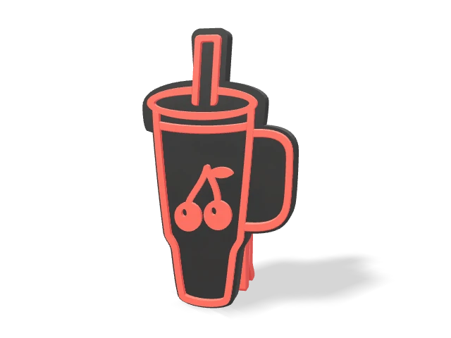 3D preview of Cherry - Red Tea Packet Clip, assembled logo and clip