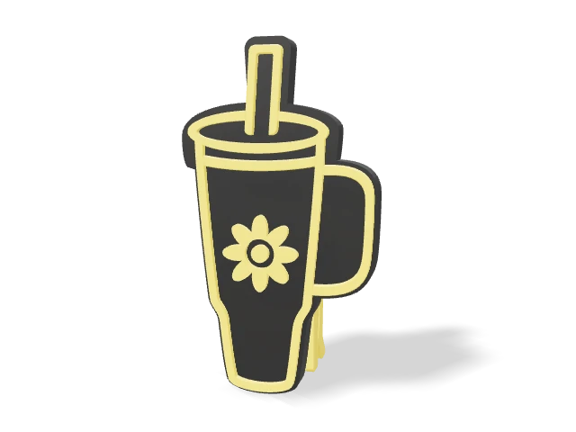 3D preview of Flower - Yellow Tea Packet Clip, assembled logo and clip