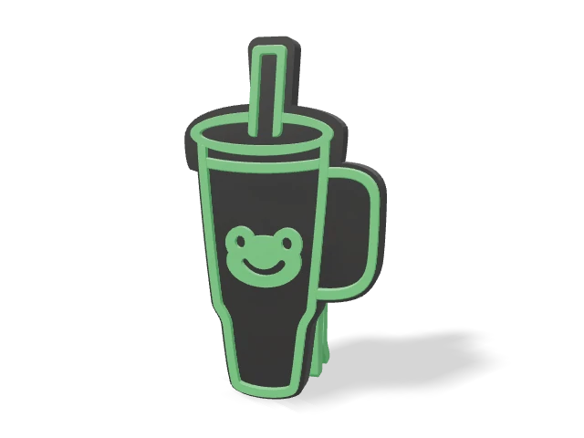 3D preview of Frog - Green Tea Packet Clip, assembled logo and clip