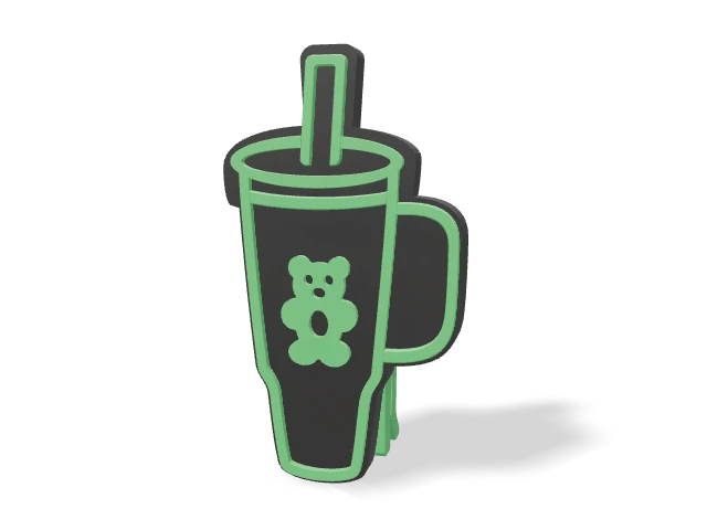 3D preview of Gummie Bear - Green Tea Packet Clip, assembled logo and clip