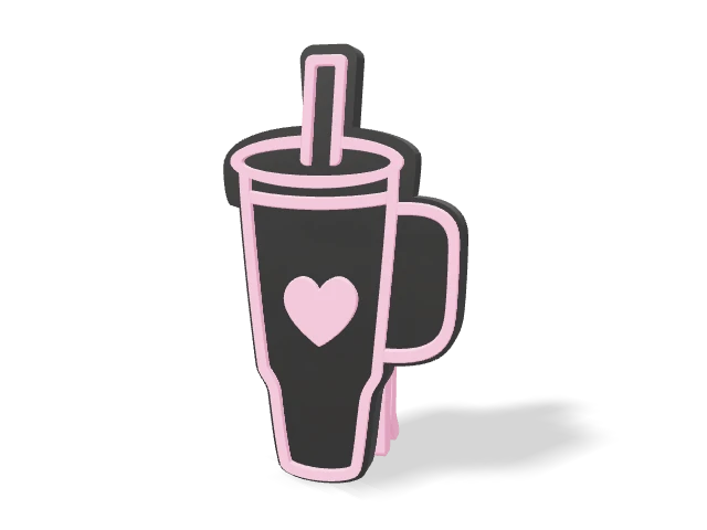 3D preview of Heart - Pink Tea Packet Clip, assembled logo and clip