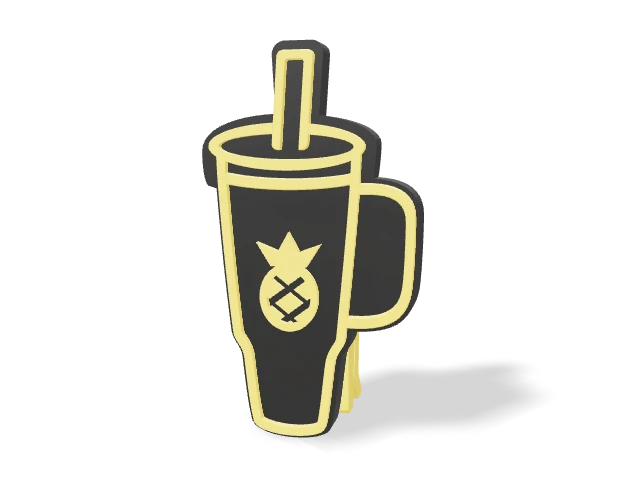 3D preview of Pineapple - Yellow Tea Packet Clip, assembled logo and clip
