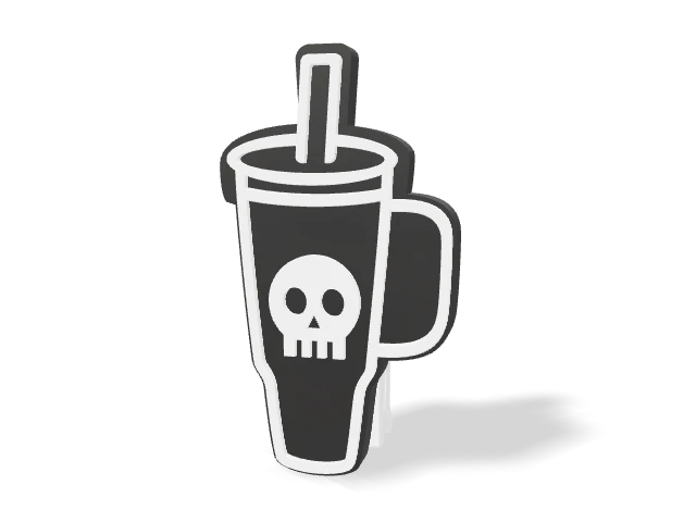 3D preview of Skull - White Tea Packet Clip, assembled logo and clip
