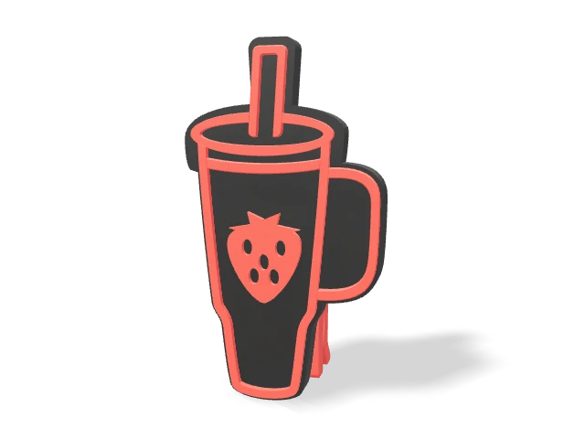 3D preview of Strawberry - Red Tea Packet Clip, assembled logo and clip