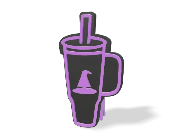 3D preview of Witch Hat - Silk Purple Tea Packet Clip, assembled logo and clip