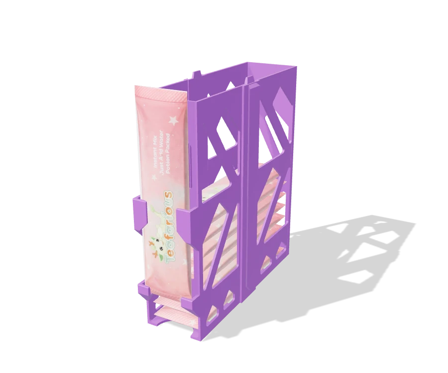 Teafarious Packet Holder 1-Bay Lattice Modular with packets resting in the front supports