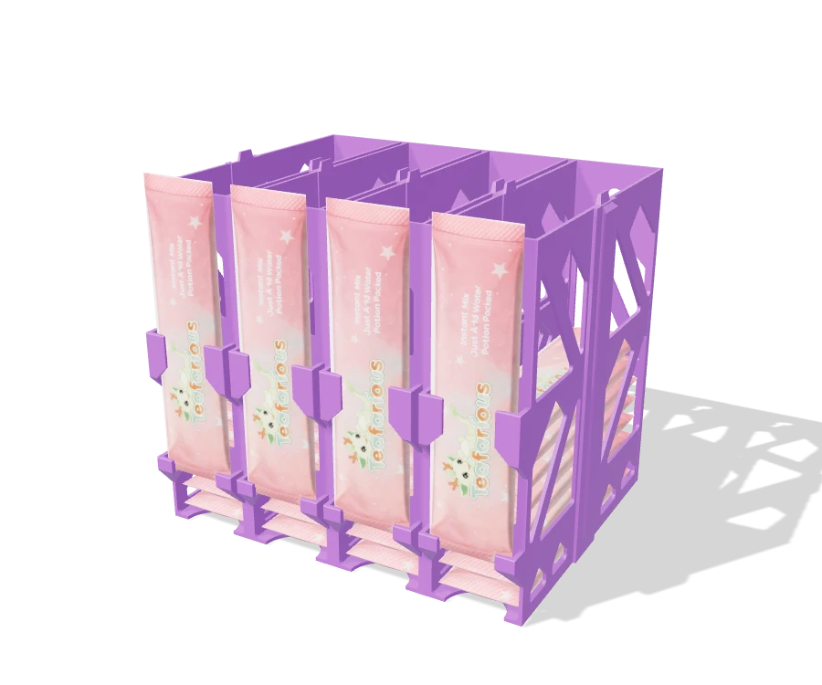 Teafarious Packet Holder 4-Bay Lattice Combined with packets resting in the front supports