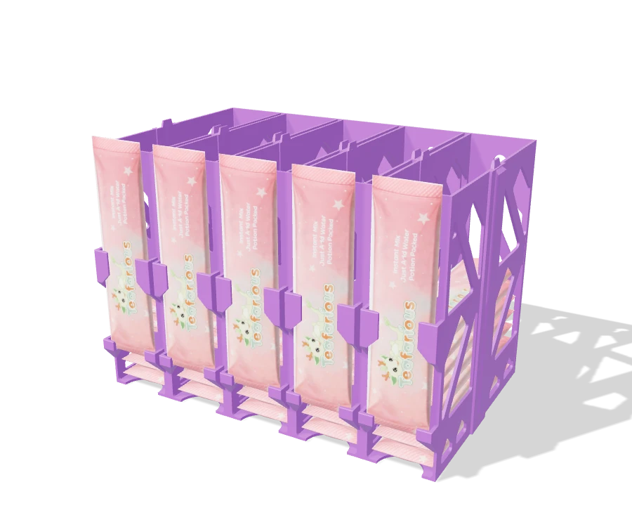 Teafarious Packet Holder 5-Bay Lattice Combined with packets resting in the front supports