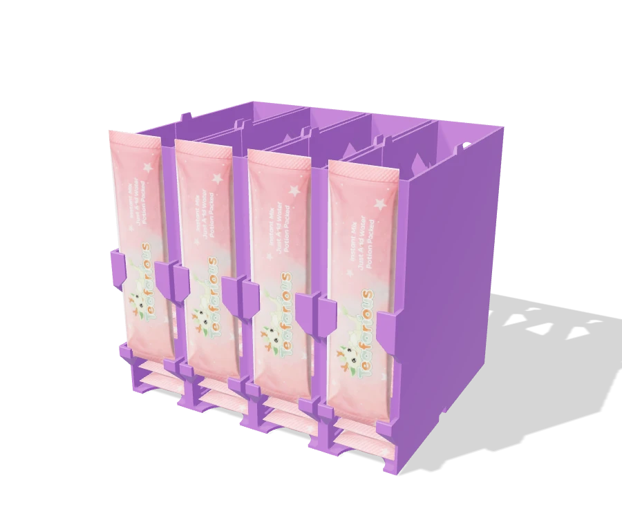 Teafarious Packet Holder 4-Bay Filled Combined with packets resting in the front supports