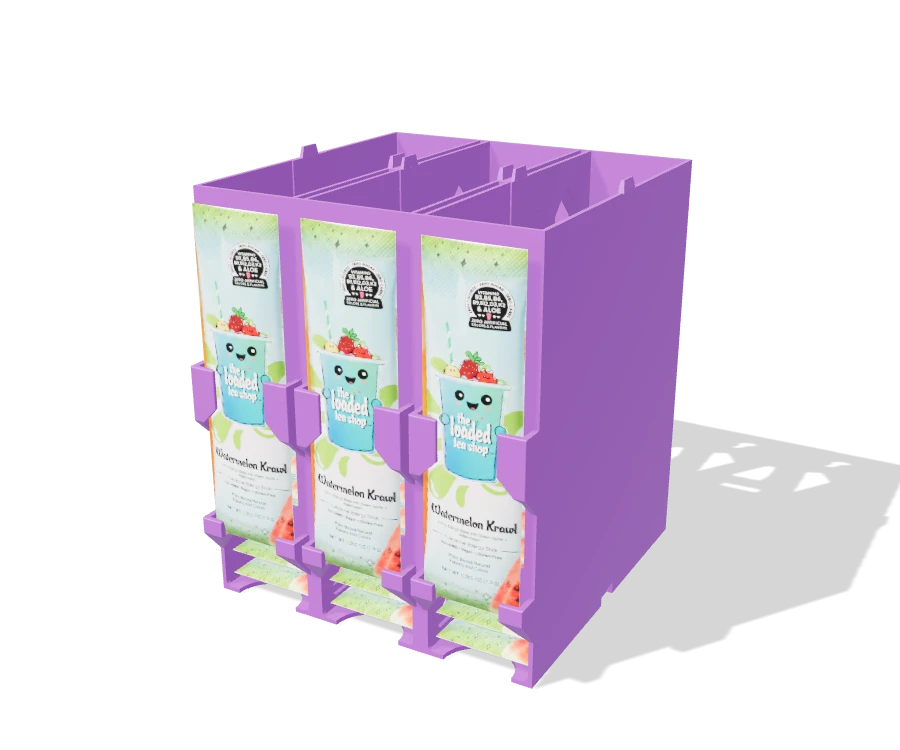 The Loaded Tea Shop Packet Holder 3-Bay Filled Combined with packets resting in the front supports